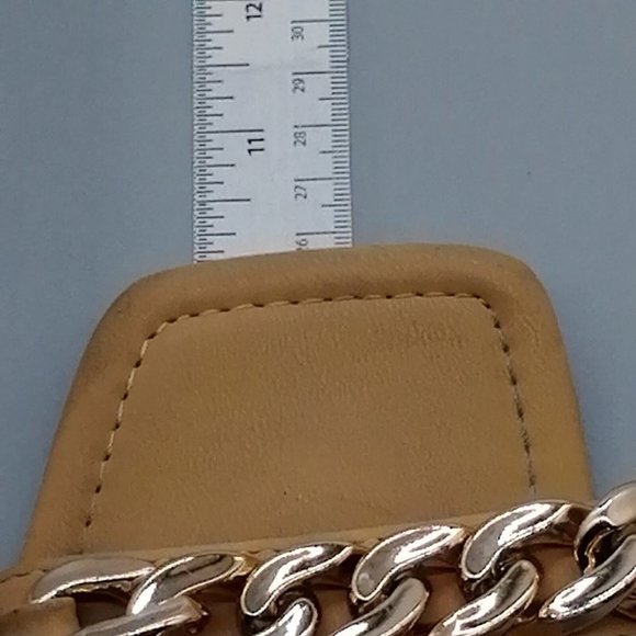 Wild Diva Womens Chain Link Slide Sandal Tan Faux Leather Flat Heel 6.5 - Picture 5 of 10